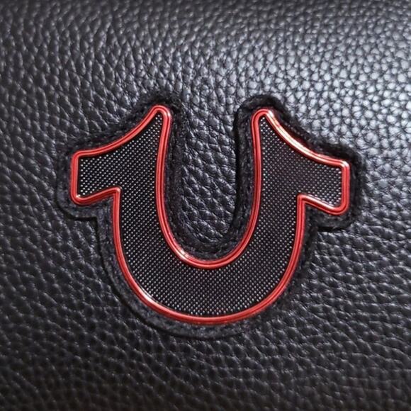 True Religion Travel Bag Dopp Kit Black Faux Leather Horseshoe Logo Shaving Kit - Picture 7 of 8